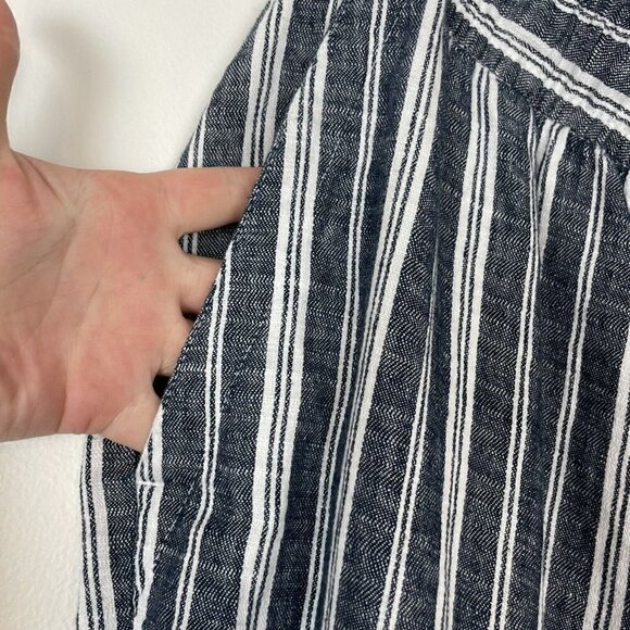 Old Navy Woman’s Blue White Striped Wide Leg Linen Cotton Blend Pant XXL Boho - Picture 6 of 7
